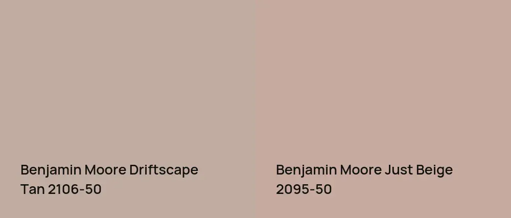 Benjamin Moore Driftscape Tan 2106-50 vs Benjamin Moore Just Beige 2095-50