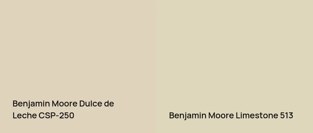Benjamin Moore Dulce de Leche CSP-250 vs Benjamin Moore Limestone 513