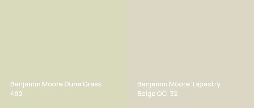 Benjamin Moore Dune Grass 492 vs Benjamin Moore Tapestry Beige OC-32