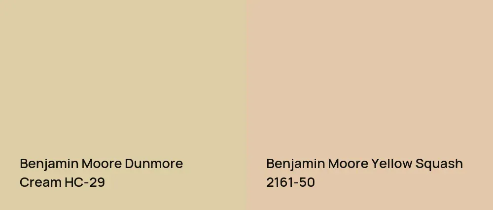 Benjamin Moore Dunmore Cream HC-29 vs Benjamin Moore Yellow Squash 2161-50