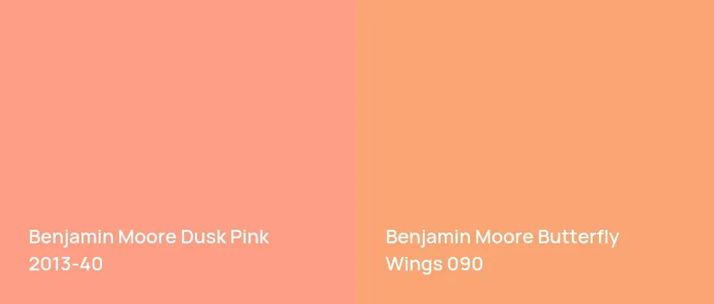 Benjamin Moore Dusk Pink 2013-40 vs Benjamin Moore Butterfly Wings 090