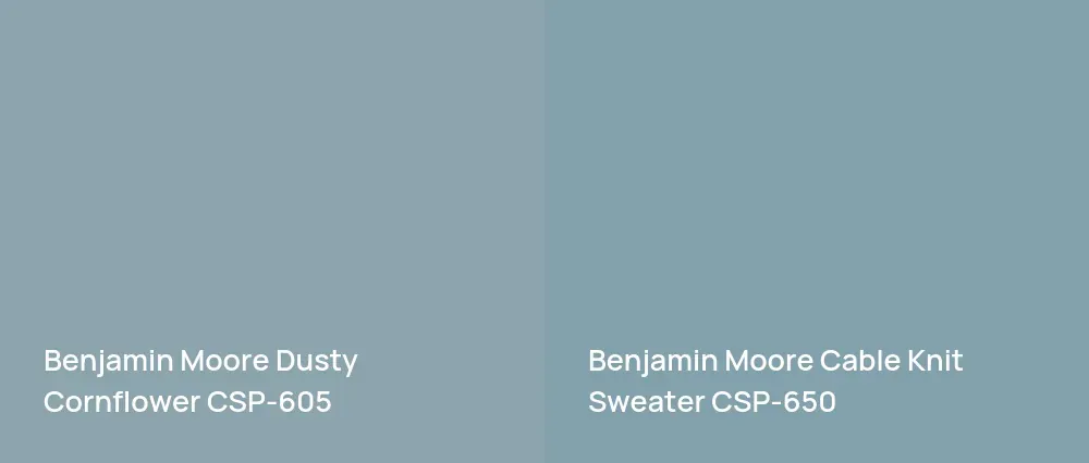 Benjamin Moore Dusty Cornflower CSP-605 vs Benjamin Moore Cable Knit Sweater CSP-650