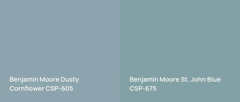 Benjamin Moore Dusty Cornflower CSP-605 vs Benjamin Moore St. John Blue CSP-675