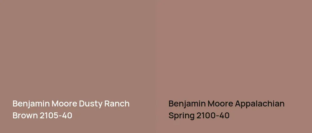 Benjamin Moore Dusty Ranch Brown 2105-40 vs Benjamin Moore Appalachian Spring 2100-40