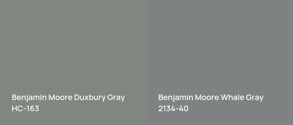Benjamin Moore Duxbury Gray HC-163 vs Benjamin Moore Whale Gray 2134-40