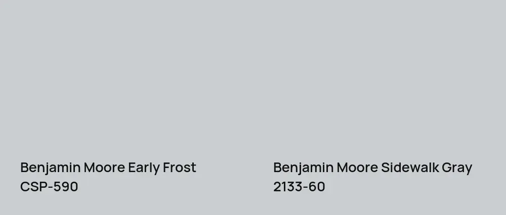 Benjamin Moore Early Frost CSP-590 vs Benjamin Moore Sidewalk Gray 2133-60