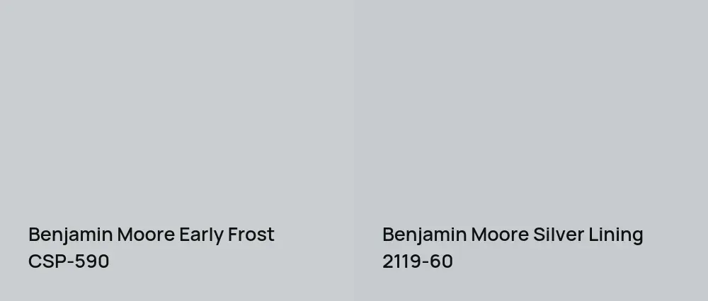 Benjamin Moore Early Frost CSP-590 vs Benjamin Moore Silver Lining 2119-60