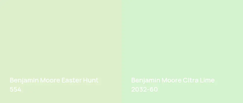 Benjamin Moore Easter Hunt 554 vs Benjamin Moore Citra Lime 2032-60