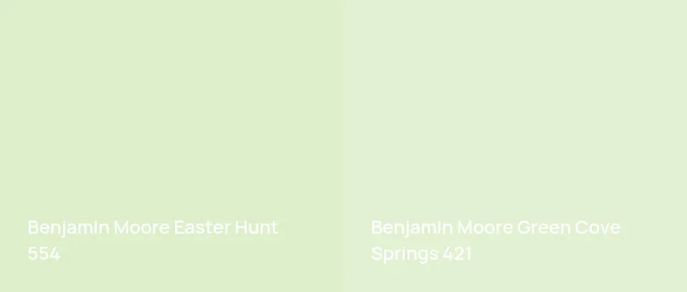 Benjamin Moore Easter Hunt 554 vs Benjamin Moore Green Cove Springs 421