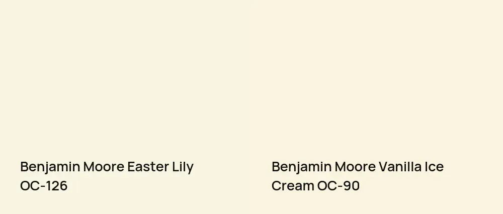 Benjamin Moore Easter Lily OC-126 vs Benjamin Moore Vanilla Ice Cream OC-90