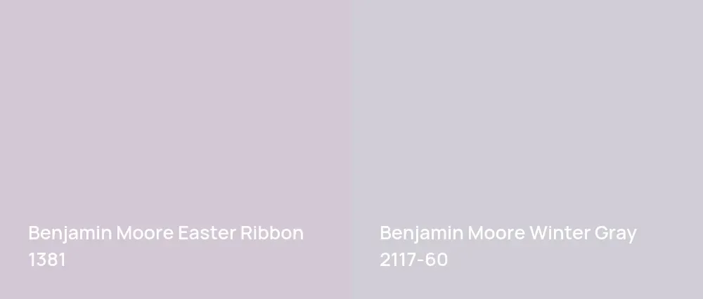Benjamin Moore Easter Ribbon 1381 vs Benjamin Moore Winter Gray 2117-60