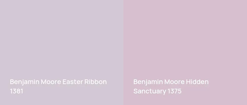 Benjamin Moore Easter Ribbon 1381 vs Benjamin Moore Hidden Sanctuary 1375