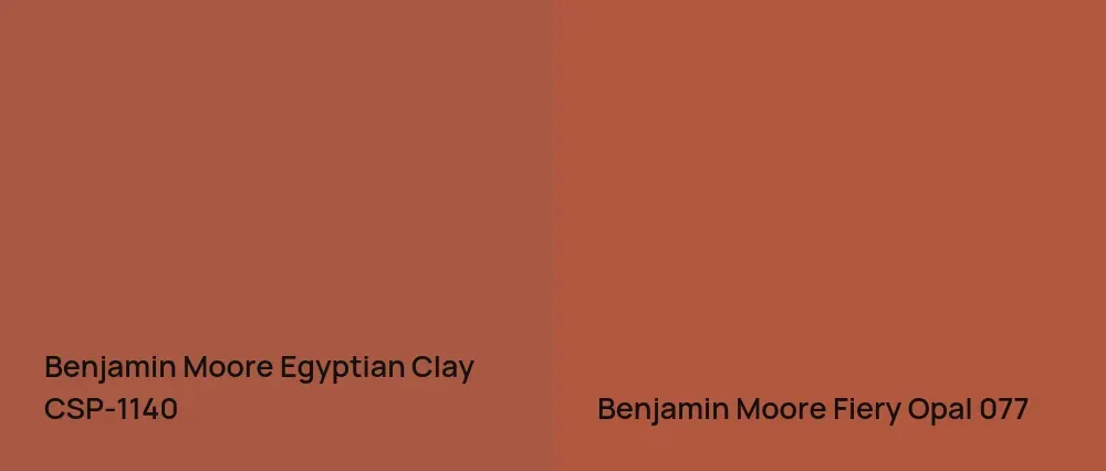 Benjamin Moore Egyptian Clay CSP-1140 vs Benjamin Moore Fiery Opal 077