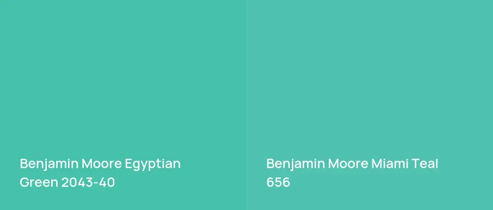 Benjamin Moore Egyptian Green 2043-40 vs Benjamin Moore Miami Teal 656