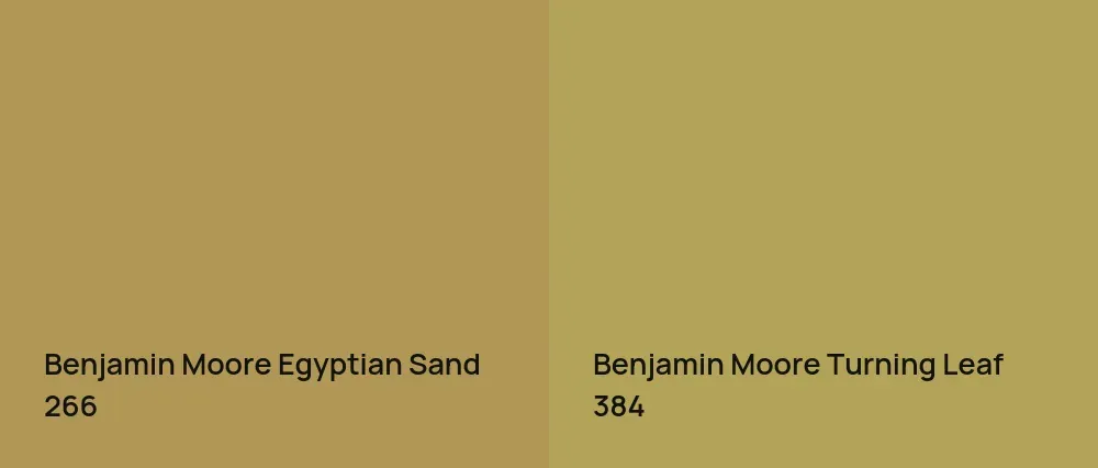 Benjamin Moore Egyptian Sand 266 vs Benjamin Moore Turning Leaf 384