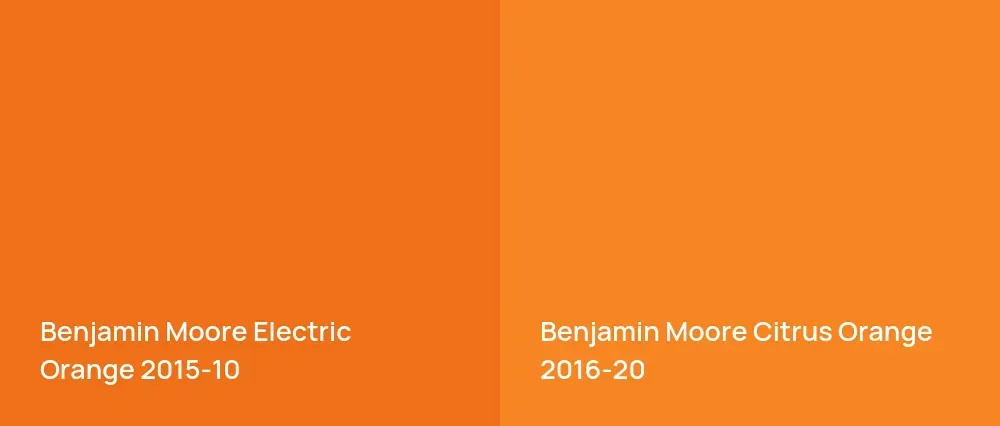 Benjamin Moore Electric Orange 2015-10 vs Benjamin Moore Citrus Orange 2016-20