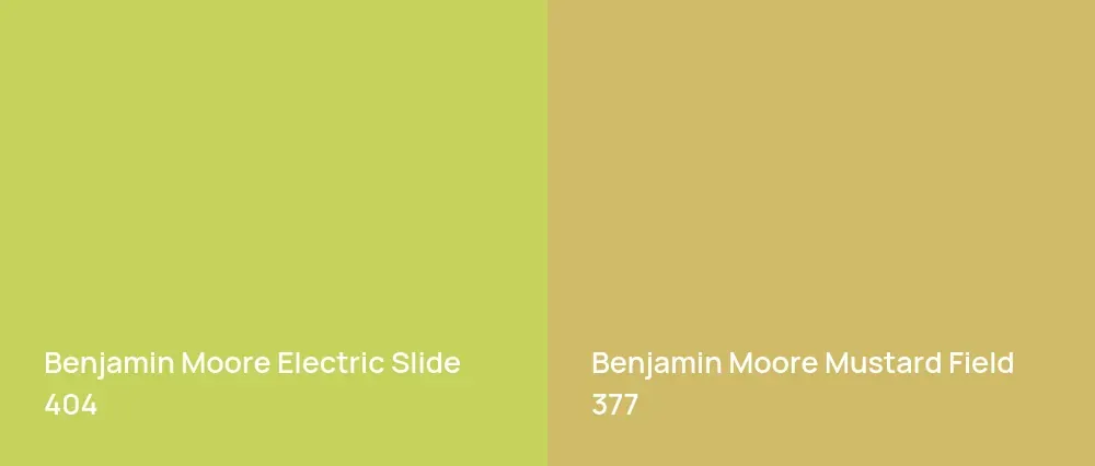 Benjamin Moore Electric Slide 404 vs Benjamin Moore Mustard Field 377