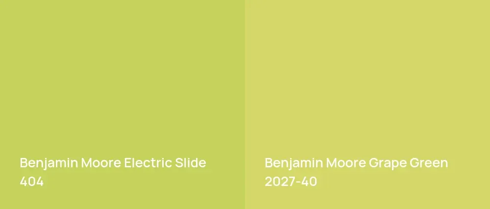 Benjamin Moore Electric Slide 404 vs Benjamin Moore Grape Green 2027-40