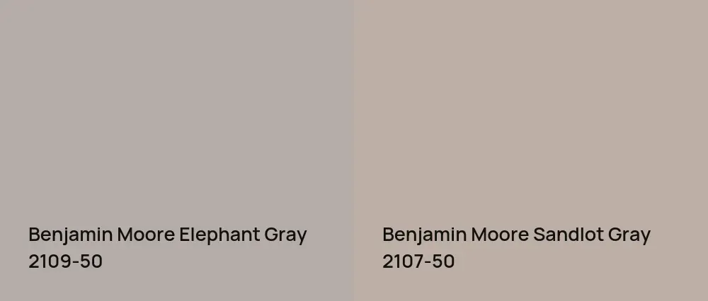 Benjamin Moore Elephant Gray 2109-50 vs Benjamin Moore Sandlot Gray 2107-50