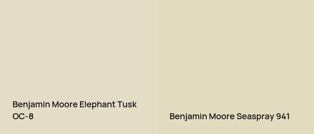 Benjamin Moore Elephant Tusk OC-8 vs Benjamin Moore Seaspray 941