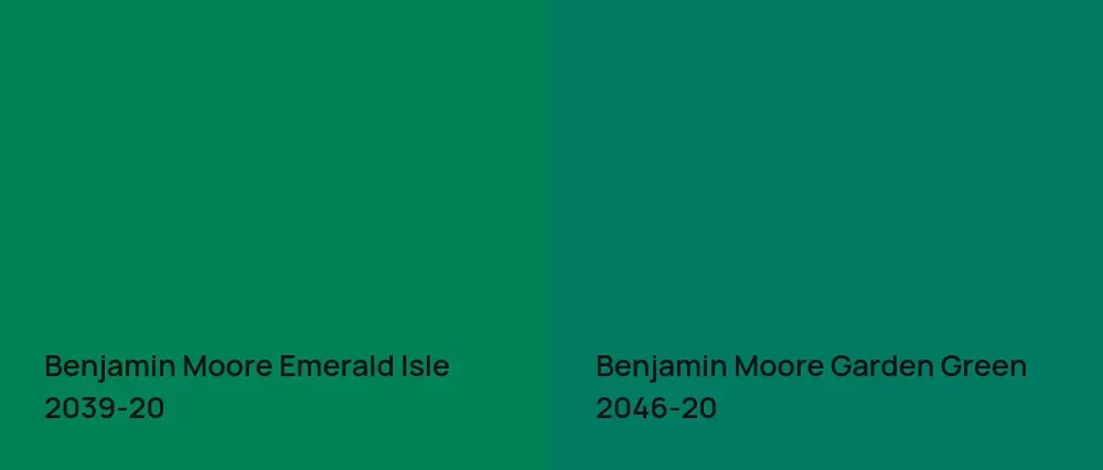 Benjamin Moore Emerald Isle 2039-20 vs Benjamin Moore Garden Green 2046-20