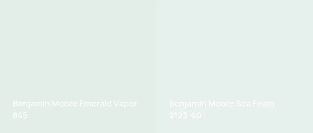 Benjamin Moore Emerald Vapor 845 vs Benjamin Moore Sea Foam 2123-60