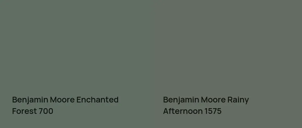 Benjamin Moore Enchanted Forest 700 vs Benjamin Moore Rainy Afternoon 1575