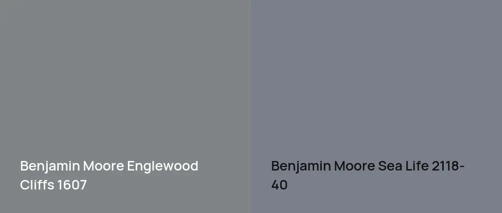 Benjamin Moore Englewood Cliffs 1607 vs Benjamin Moore Sea Life 2118-40