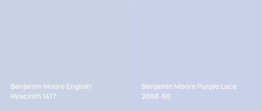 Benjamin Moore English Hyacinth 1417 vs Benjamin Moore Purple Lace 2068-60