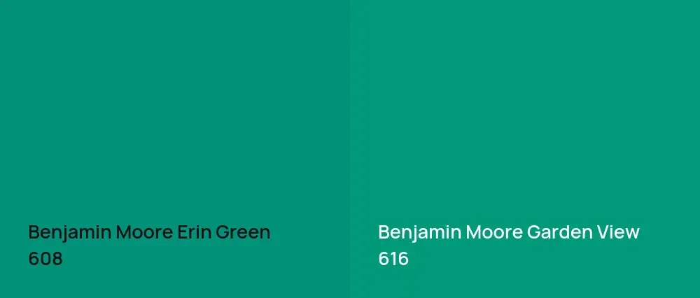 Benjamin Moore Erin Green 608 vs Benjamin Moore Garden View 616