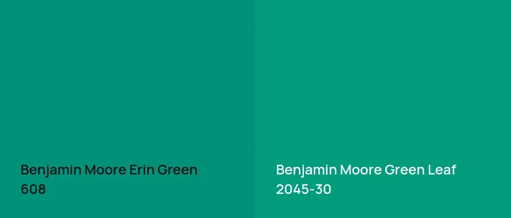Benjamin Moore Erin Green 608 vs Benjamin Moore Green Leaf 2045-30