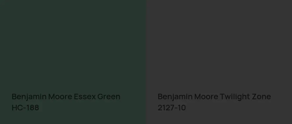 Benjamin Moore Essex Green HC-188 vs Benjamin Moore Twilight Zone 2127-10