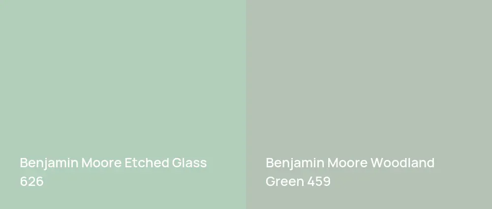 Benjamin Moore Etched Glass 626 vs Benjamin Moore Woodland Green 459