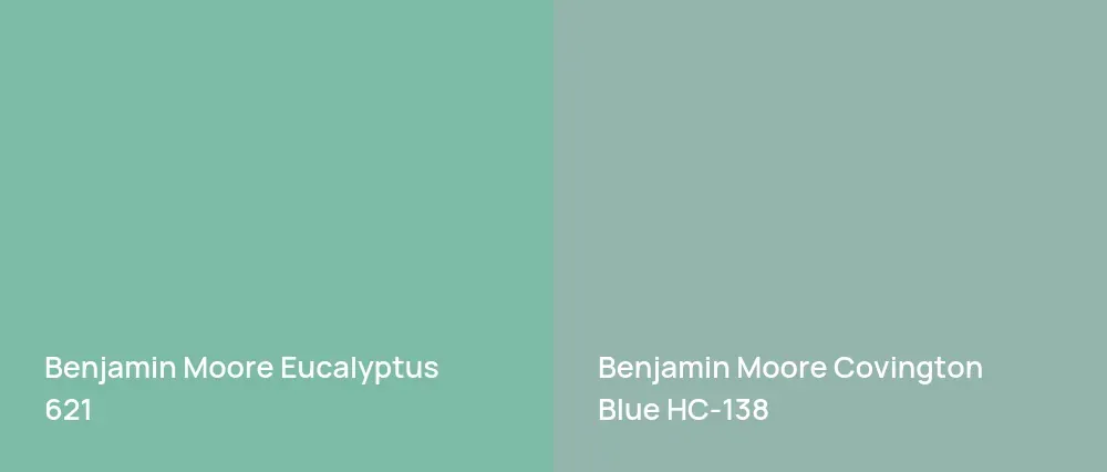 Benjamin Moore Eucalyptus 621 vs Benjamin Moore Covington Blue HC-138
