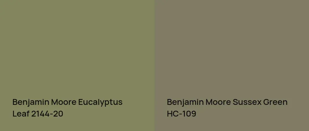 Benjamin Moore Eucalyptus Leaf 2144-20 vs Benjamin Moore Sussex Green HC-109