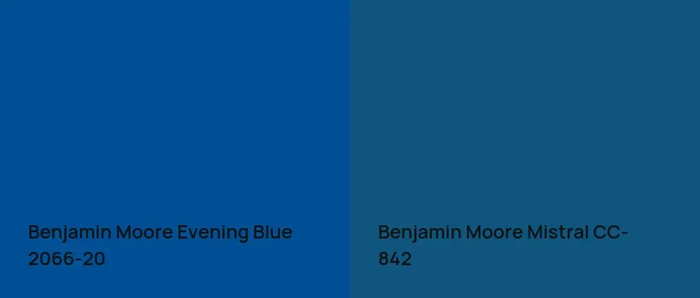 Benjamin Moore Evening Blue 2066-20 vs Benjamin Moore Mistral CC-842