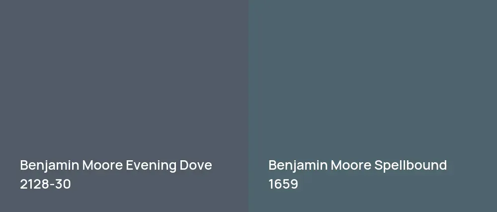 Benjamin Moore Evening Dove 2128-30 vs Benjamin Moore Spellbound 1659