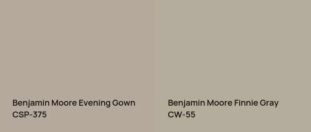 Benjamin Moore Evening Gown CSP-375 vs Benjamin Moore Finnie Gray CW-55