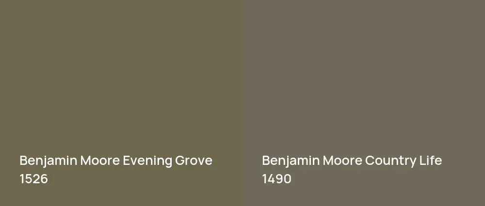 Benjamin Moore Evening Grove 1526 vs Benjamin Moore Country Life 1490