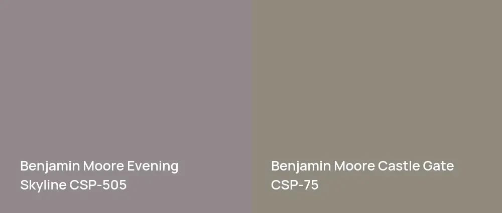 Benjamin Moore Evening Skyline CSP-505 vs Benjamin Moore Castle Gate CSP-75