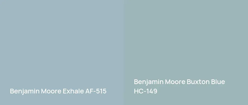 Benjamin Moore Exhale AF-515 vs Benjamin Moore Buxton Blue HC-149