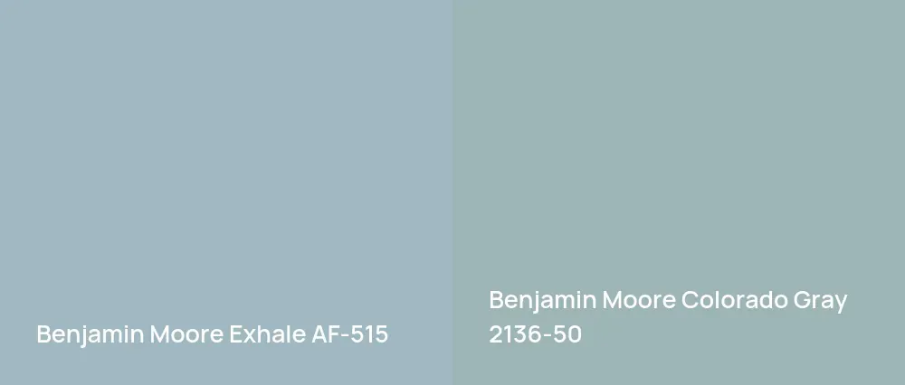 Benjamin Moore Exhale AF-515 vs Benjamin Moore Colorado Gray 2136-50