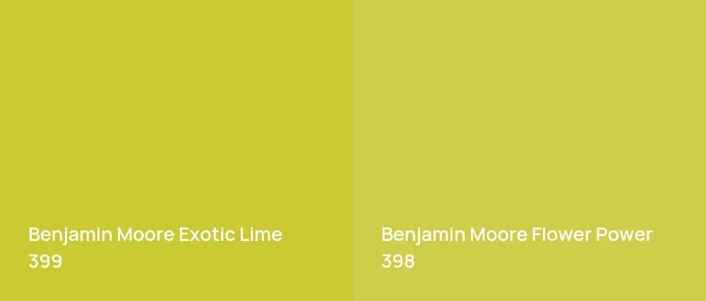 Benjamin Moore Exotic Lime 399 vs Benjamin Moore Flower Power 398