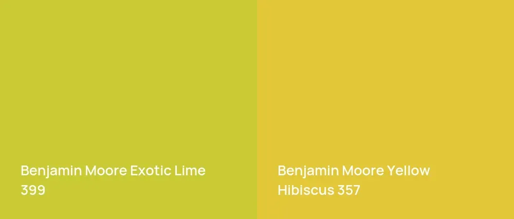 Benjamin Moore Exotic Lime 399 vs Benjamin Moore Yellow Hibiscus 357