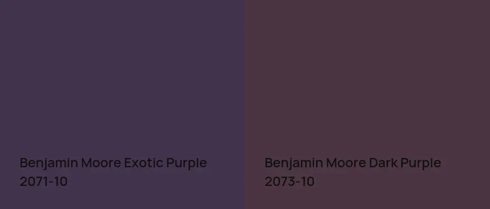 Benjamin Moore Exotic Purple 2071-10 vs Benjamin Moore Dark Purple 2073-10