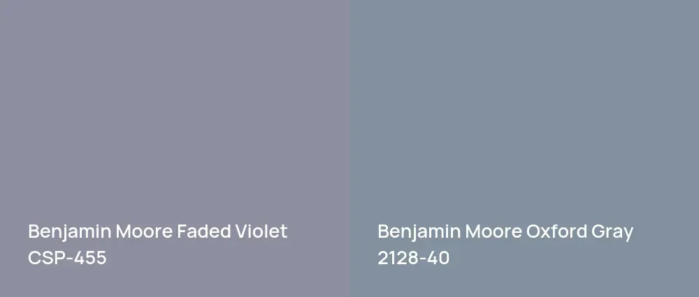 Benjamin Moore Faded Violet CSP-455 vs Benjamin Moore Oxford Gray 2128-40