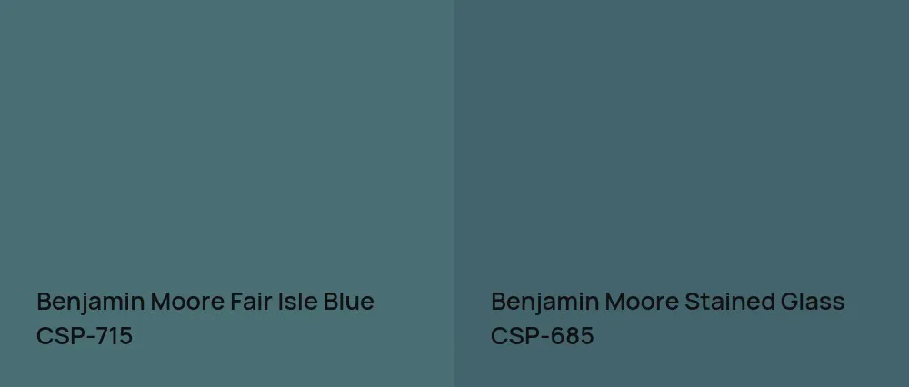 Benjamin Moore Fair Isle Blue CSP-715 vs Benjamin Moore Stained Glass CSP-685