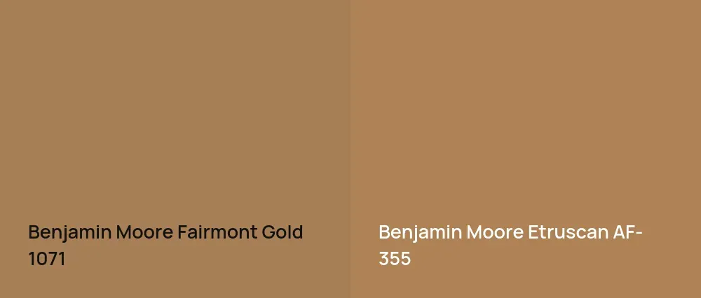 Benjamin Moore Fairmont Gold 1071 vs Benjamin Moore Etruscan AF-355