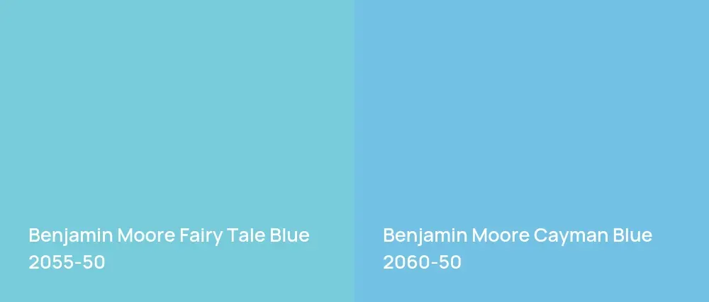 Benjamin Moore Fairy Tale Blue 2055-50 vs Benjamin Moore Cayman Blue 2060-50