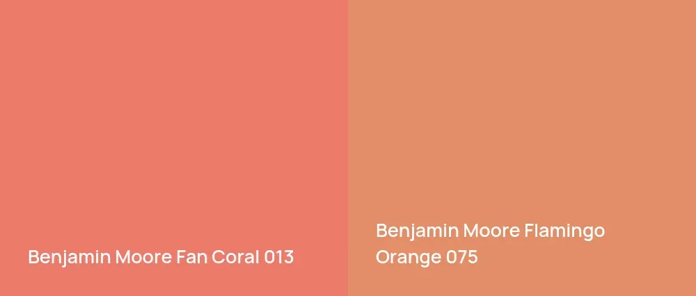 Benjamin Moore Fan Coral 013 vs Benjamin Moore Flamingo Orange 075